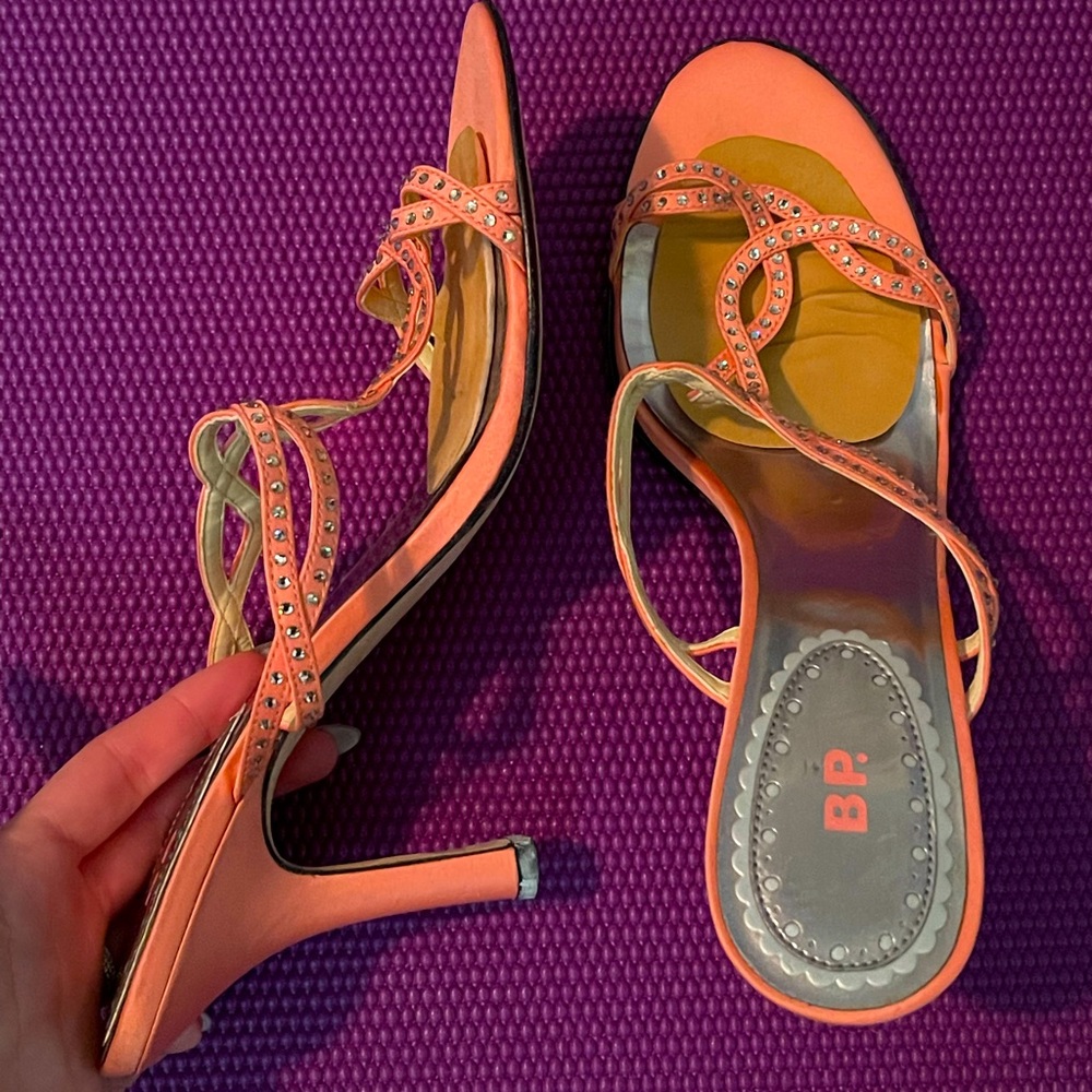 BP. High Heel Rhinestone Sandals - Pink/Coral 🌺